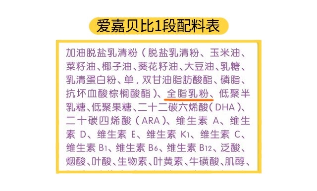 人之初爱嘉贝比1段配料表 人之初爱嘉贝比1段配料表