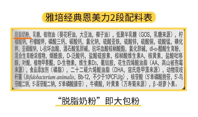 雅培经典恩美力2段配料表 雅培经典恩美力2段配料表