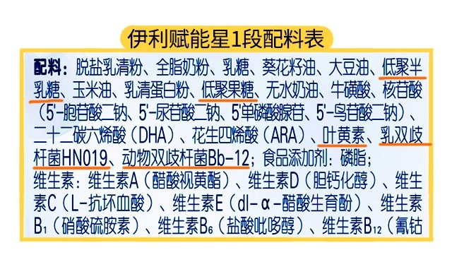 伊利赋能星1段配料表 伊利赋能星1段配料表