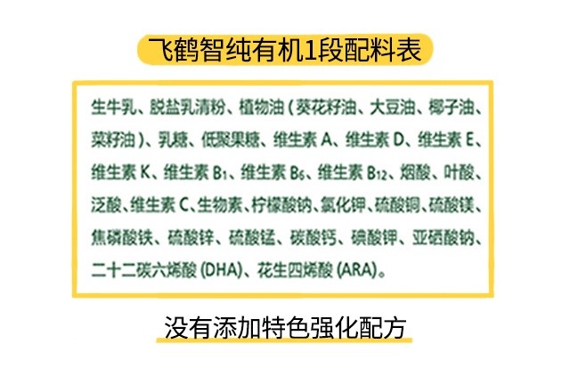 飞鹤智纯有机1段配料表 飞鹤智纯有机1段配料表