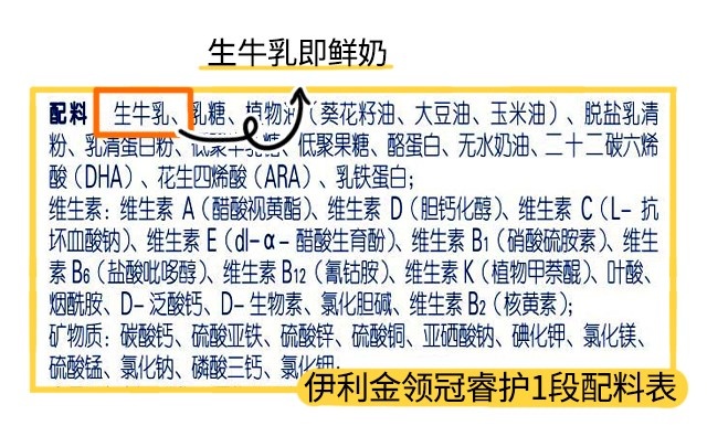 伊利金领冠睿护1段配料表 伊利金领冠睿护1段配料表