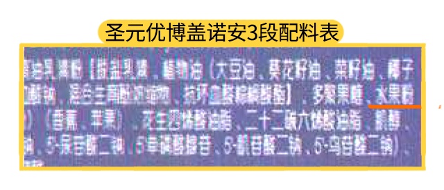 圣元优博盖诺安3段配料表 圣元优博盖诺安3段配料表