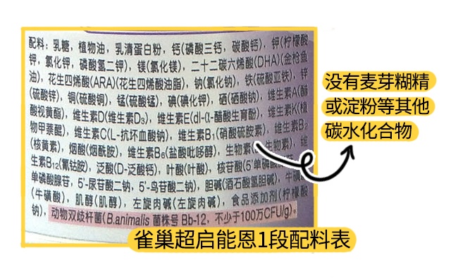 雀巢超启能恩1段配料表 雀巢超启能恩1段配料表