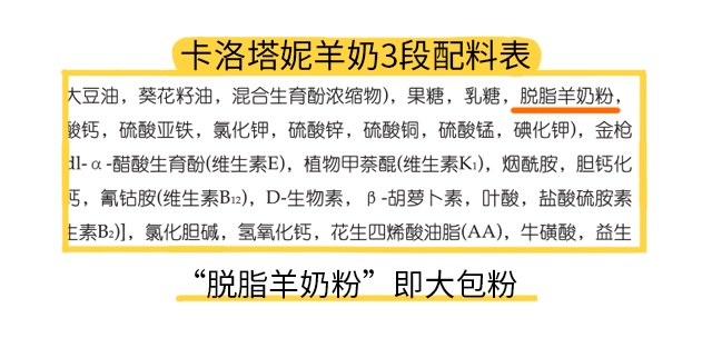 卡洛塔妮羊奶3段配料表 卡洛塔妮羊奶3段配料表