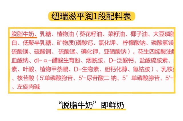 纽瑞滋平润1段配料表 纽瑞滋平润1段配料表