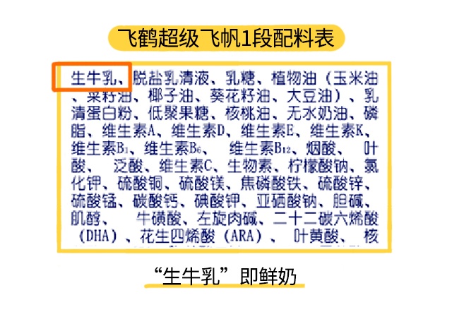 飞鹤超级飞帆1段配料表 飞鹤超级飞帆1段配料表