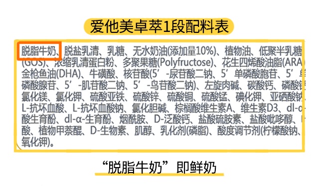 爱他美卓萃2段配料表 爱他美卓萃2段配料表