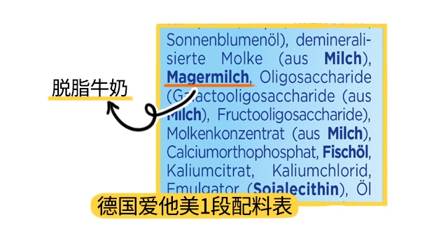 德国爱他美1段配料表 德国爱他美1段配料表